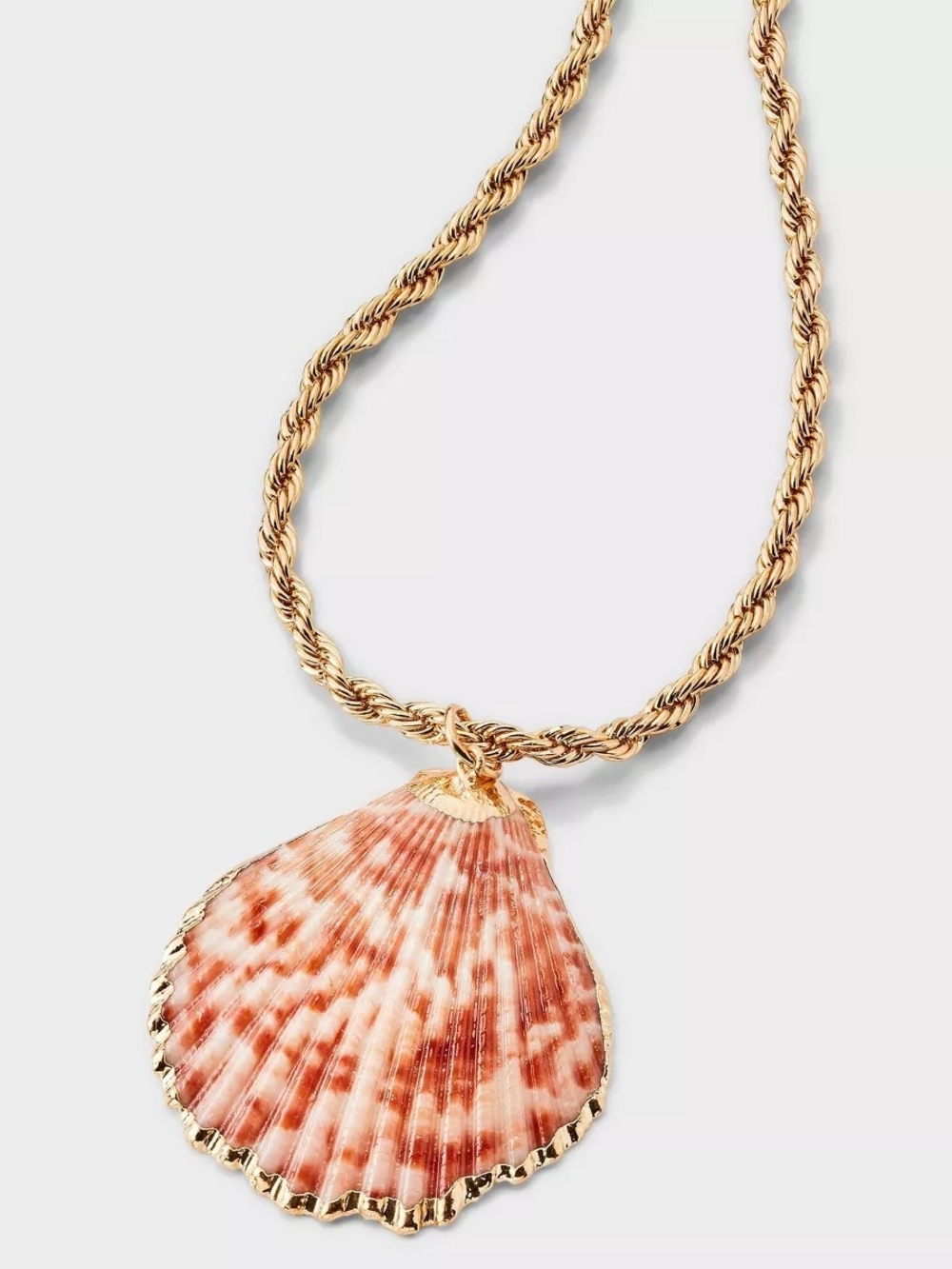 a new day Gold Rope Necklace with Pink Shell Pendant